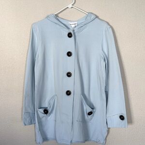 neon buddha Light Blue Hooded Button-Front Utility Jacket